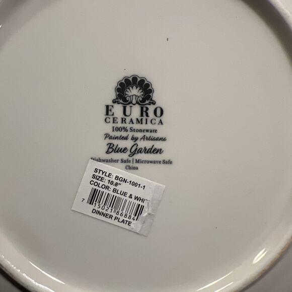 7 Euro Ceramica - Blue Garden Collection - 10 3/8” Dinner Plates EXCELLENT! - Picture 10 of 11